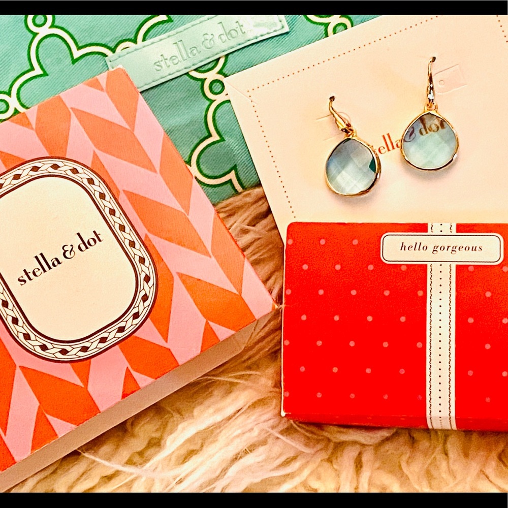 Stella & Dot - Serenity Small Stone drops, Aqua